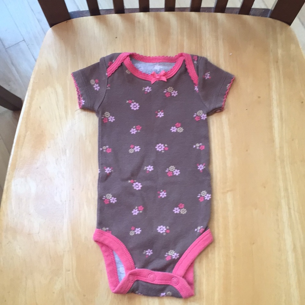 Like new! Brown and pink onesie
